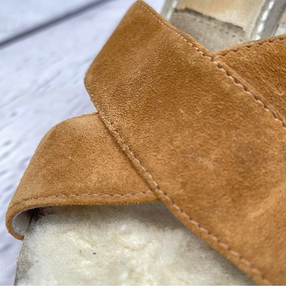 UGG Margot suede wedge sandals fur lined light brown slip on shoes, size 8 - Picture 5 of 13